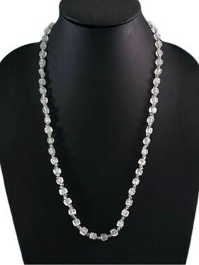 Vintage Beaded Necklace
Women's 26" White Ice Cold Crystals Faceted Beads